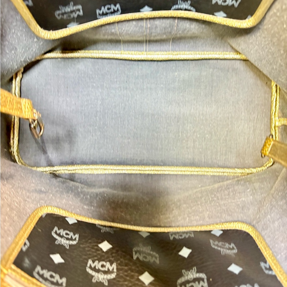MCM Black Tote with Gold and Brown Accents - Picture 3 of 6